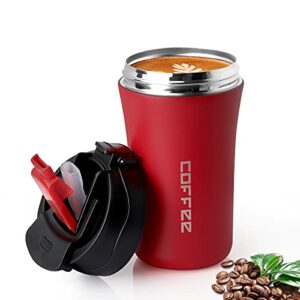 taza térmica de acero inoxidable para agua caliente y fría y té de 380 ml taza de café para coche tazas de café reutilizables CS COSDDI Tazas de viaje aisladas con tapa a prueba de fugas rojo-A 