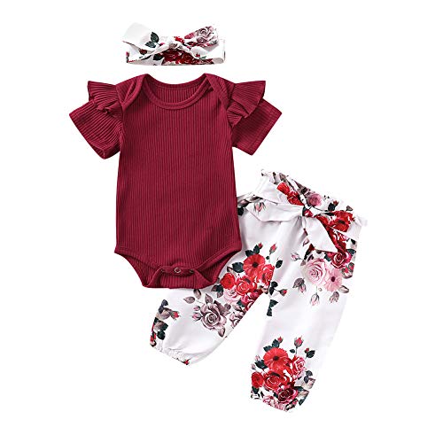 Conjunto de ropa para bebé de manga larga diadema para recién nacido pantalón floral Geagodelia